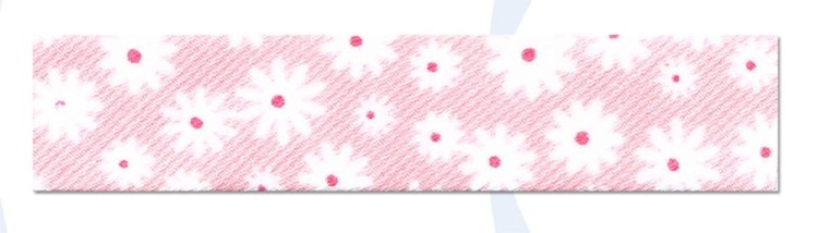 SAFISA 6522-20мм-52 Косая бейка с рисунком, хлопок/полиэстер, ширина 20 мм, цвет 52 - розовый/белый