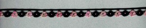 IEMESA 3615/B4 Мерсеризованное хлопковое кружево, ширина 13 мм, цвет черный с бежево-розовым