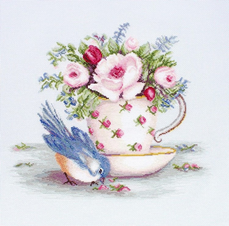 Набор для вышивания Luca-S B2324 Птичка и чашка чая