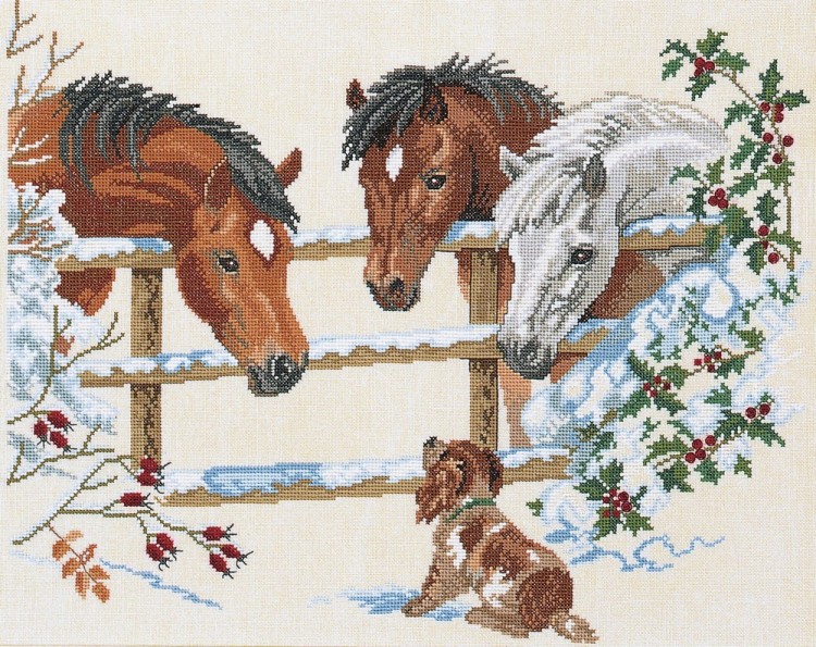 Набор для вышивания Eva Rosenstand 92-741 Лошадки и щенок
