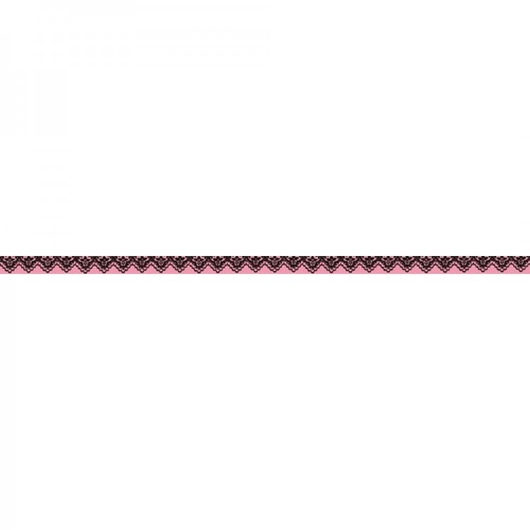 Stamperia SBA192 Лента клейкая декоративная "Чёрное кружево на розовом фоне"