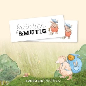 Acufactum 35363-этикетка Этикетка тканая "frohlich & mutig" (Счастливый и смелый)