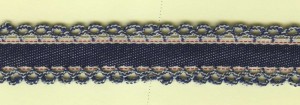 Matsa 13207/1 Тесьма декоративная, ширина 24 мм, джинс с двойной кружевной отделкой