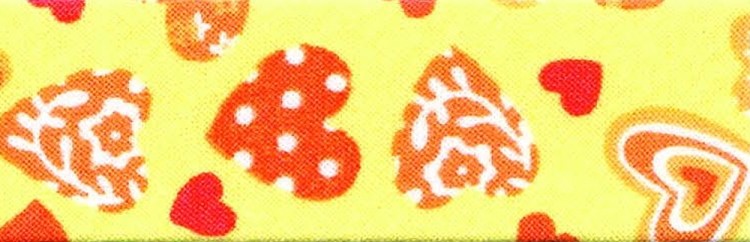 SAFISA 6530-20мм-109 Косая бейка с рисунком, хлопок/полиэстер, ширина 20 мм, цвет 109 - желтый/оранжевый
