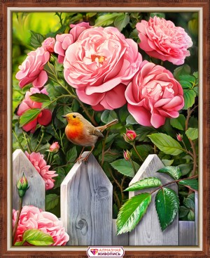 Алмазная живопись АЖ-1743 Птичка в саду