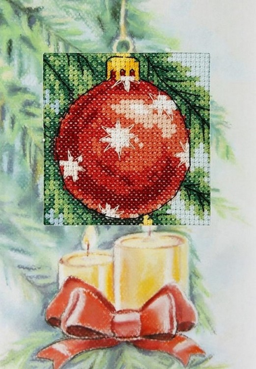 Набор для вышивания Orchidea 6244 Открытка "Рождественский шар"
