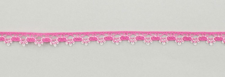 IEMESA 3480/G5 Мерсеризованное хлопковое кружево, ширина 10 мм, цвет розовый с белым