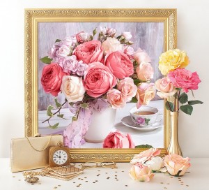 Алмазная живопись АЖ-1696 Пионы и розы