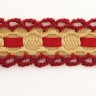 Matsa 13115/49 Тесьма декоративная, ширина 20 мм, бежевая с красной двойной кружевной отделкой и лентой