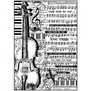 Stamperia DFSA4188 Бумага рисовая мини - формат, "Ноты и виолончель"