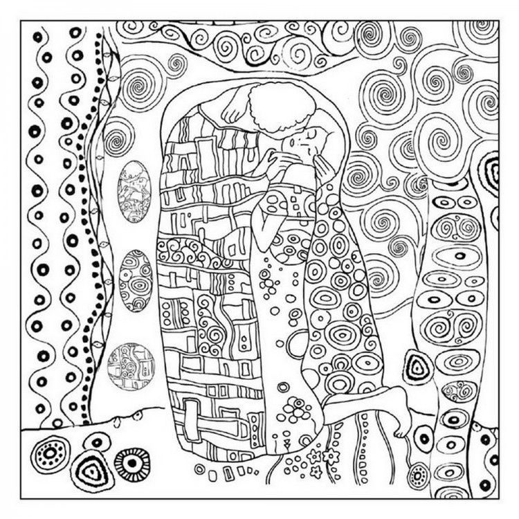 Stamperia DFTM15 Салфетка рисовая с контуром рисунка Klimt "Il bacio"
