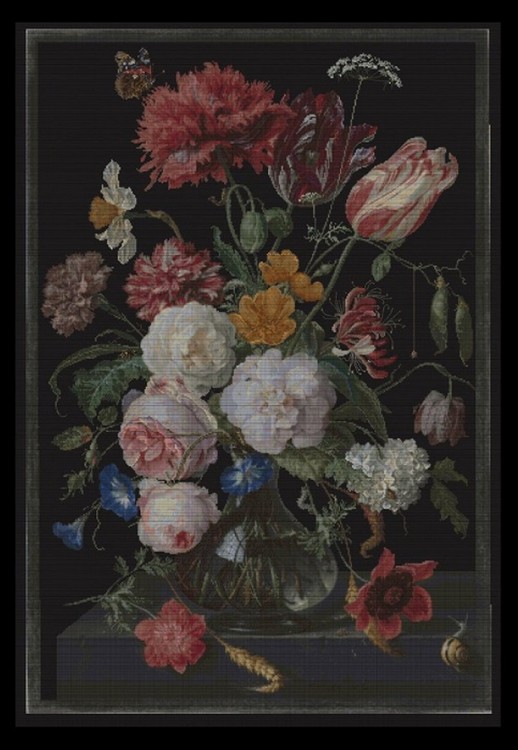 Набор для вышивания Thea Gouverneur 785.05 Still Life with Flowers in a glass Vase, 1650-1683, Jan Davidsz. De Heem