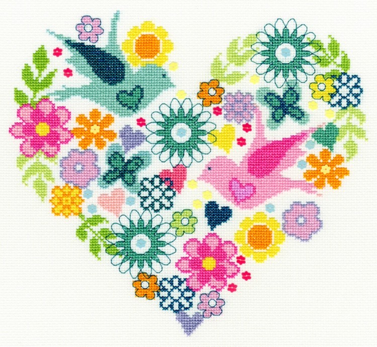 Набор для вышивания Bothy Threads XB1 Heart Bouquet (Цветочное сердце)