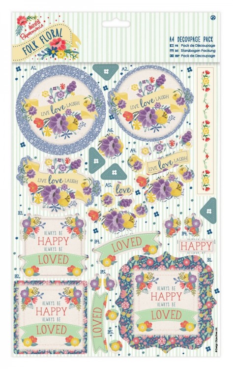 Docrafts PMA169131 Набор бумаги с высечкой "Смех" Folk Floral