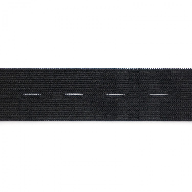 SAFISA 4785-20мм-01 Эластичная лента с прорезными петлями SPIRAL, ширина 20 мм, цвет 01 - черный