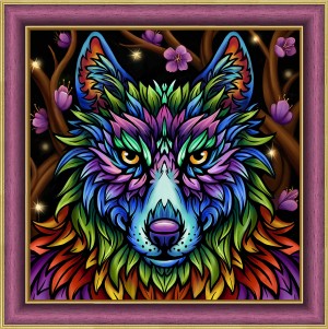 Алмазная живопись АЖ-1754 Радужный волк
