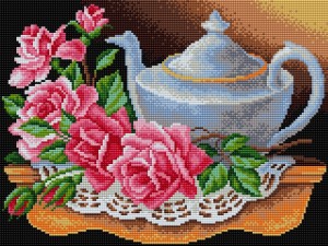 Вышиваем бисером V-21 Чайник с розами