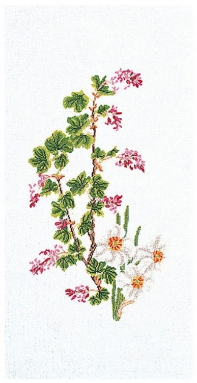 Набор для вышивания Thea Gouverneur 824 Flowering Currant-Narcissu (Цветущая Смородина-Нарцисс)