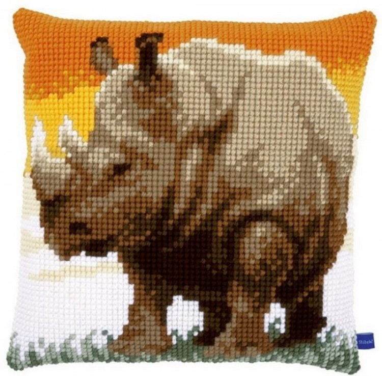 Набор для вышивания Vervaco PN-0150197 Подушка "Африканский носорог"
