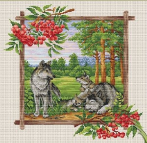 Многоцветница МКН 122-14 Таежная семья. Волки