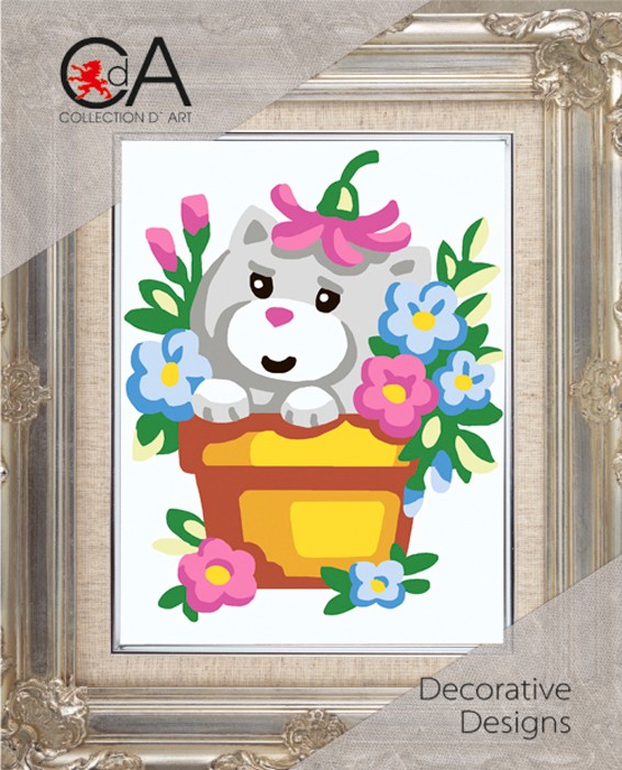 Набор для вышивания Collection D'Art 3333K Кот в цветочном горшке