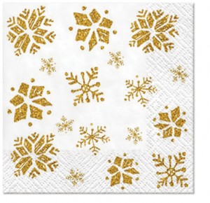 PAW Decor Collection SDL104100 Салфетка трехслойная для декупажа "Блестящие снежинки"