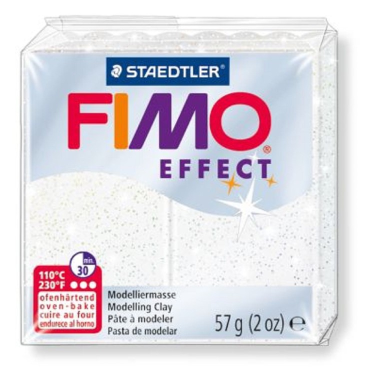 Fimo 8020-052 Полимерная глина Effect белая с блестками