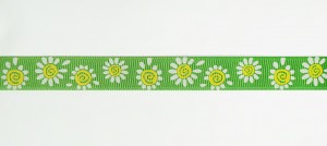 SAFISA 25305-15мм-62 Лента репсовая с напечатаным рисунком, ширина 15 мм, цвет 62 - зеленый