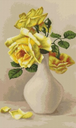 Luca-S G508 Желтые розы в белой вазе