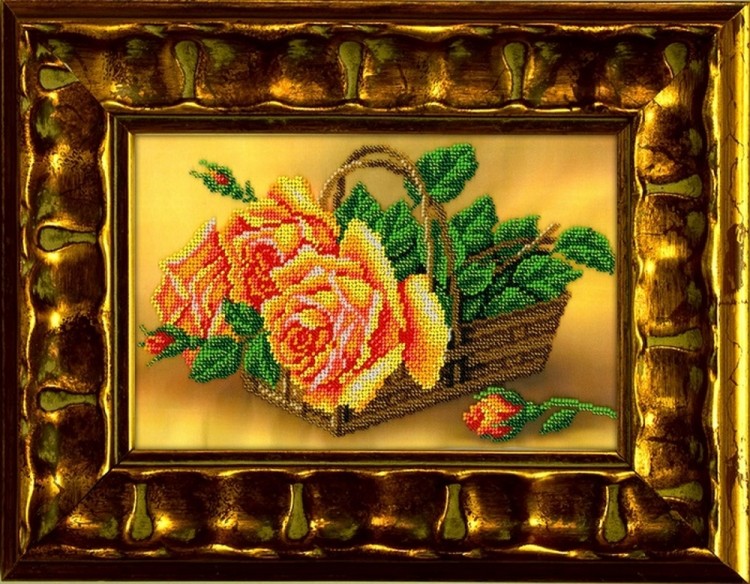 Набор для вышивания Вышиваем бисером В-109 Розы в корзине