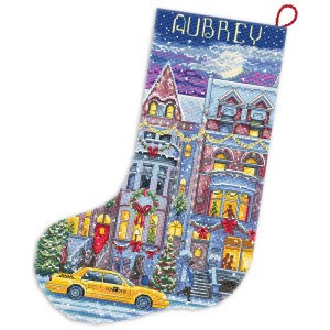 LetiStitch L8085 Winter Townhouse Stocking
