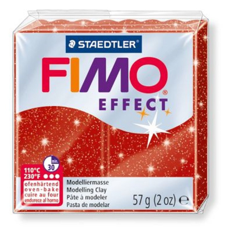 Fimo 8020-202 Полимерная глина Effect красная с блестками