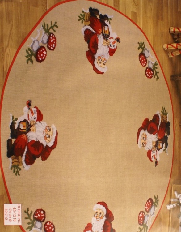 Набор для вышивания Permin 45-1216 Коврик под елку "Санта и снеговик"