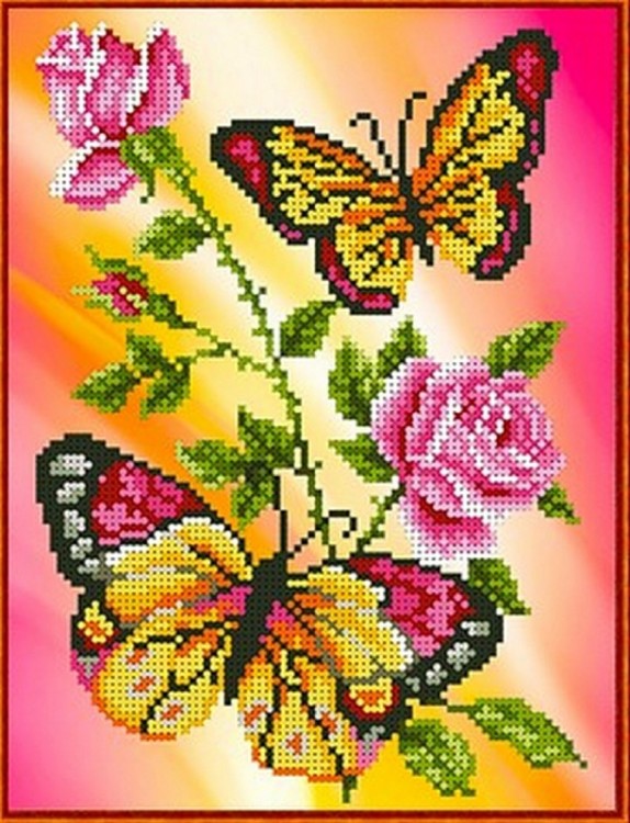 Набор для вышивания Каролинка КББН(Ч) 4006 Бабочки и розы