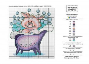 Панна 201802 Открытка "Свинка в ванной" - схема для вышивания