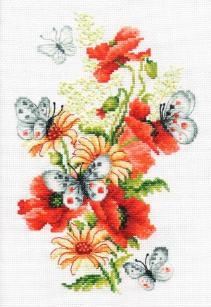 Многоцветница МКН 52-14 Маки и бабочки