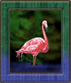 Вышиваем бисером В-18 Фламинго
