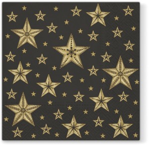 PAW Decor Collection SDL016618 Салфетка трехслойная для декупажа "Красивые звезды черные"