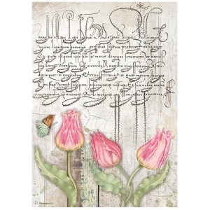 Stamperia DFSA4666 Бумага рисовая "Romantic Garden House tulips"