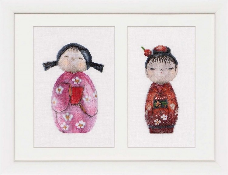 Набор для вышивания Thea Gouverneur 547 Kokeshi Dolls (Куклы Кокеши)