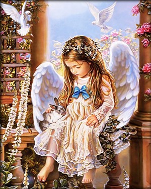 Алмазная живопись АЖ-4027 Ангел с кроликом