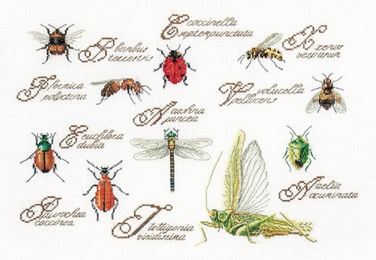 Набор для вышивания Thea Gouverneur 3029 Insect Panel (Насекомые)