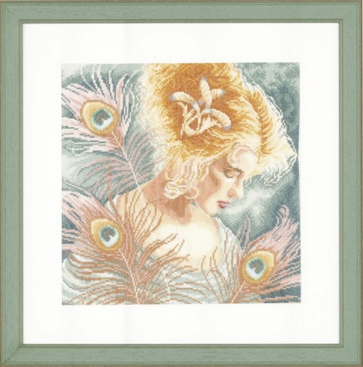 Набор для вышивания Lanarte PN-0148264 Young woman with peacock feathers