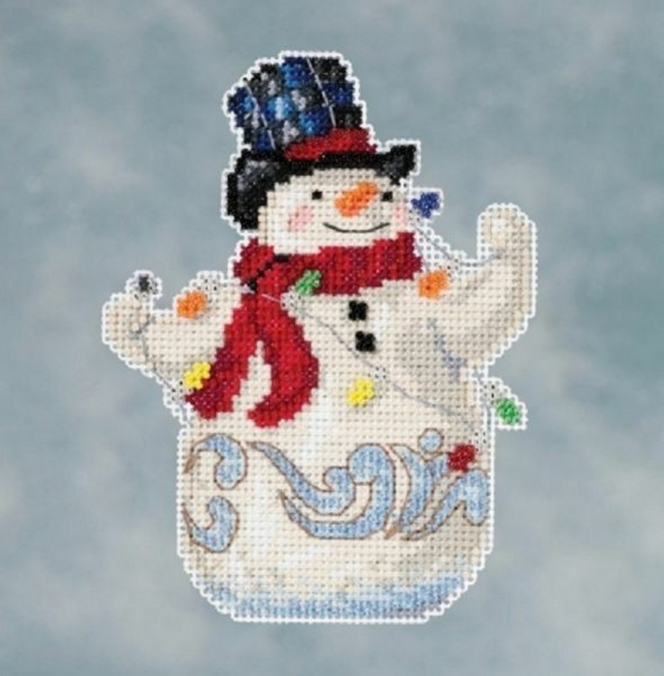 Набор для вышивания Mill Hill JS201611 Snowman with Lights (Снеговик с гирляндой)