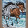 Алмазная живопись АЖ-1647 Кони на берегу