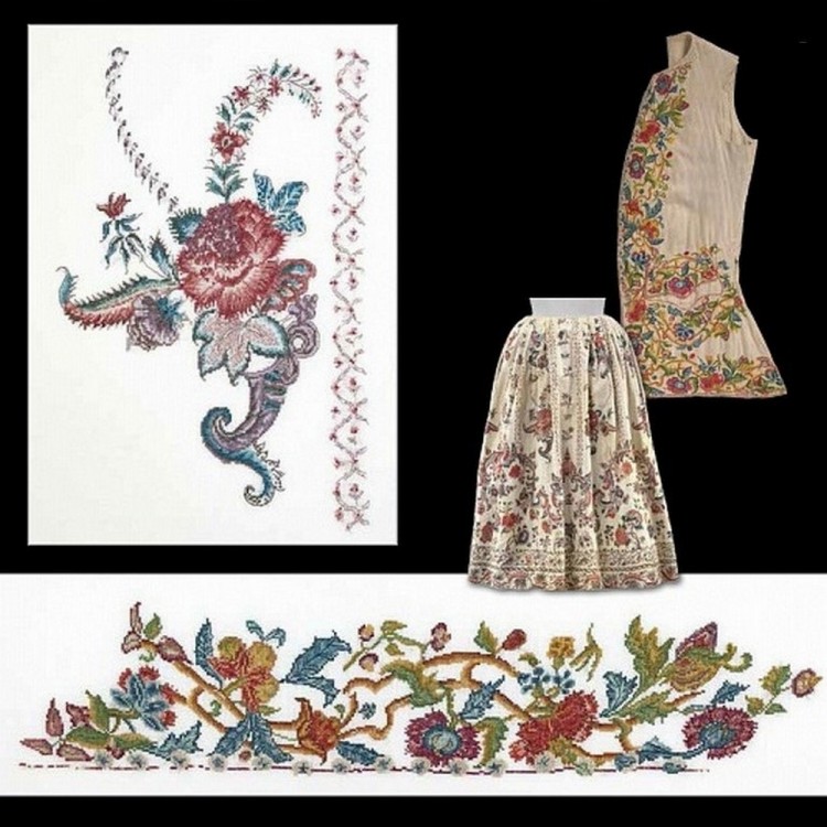 Набор для вышивания Thea Gouverneur 781 Rijksmuseum Catwalk "Skirt with flowers / Waistcoat with flowers"