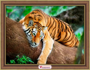Алмазная живопись АЖ-4122 Тигр на дереве