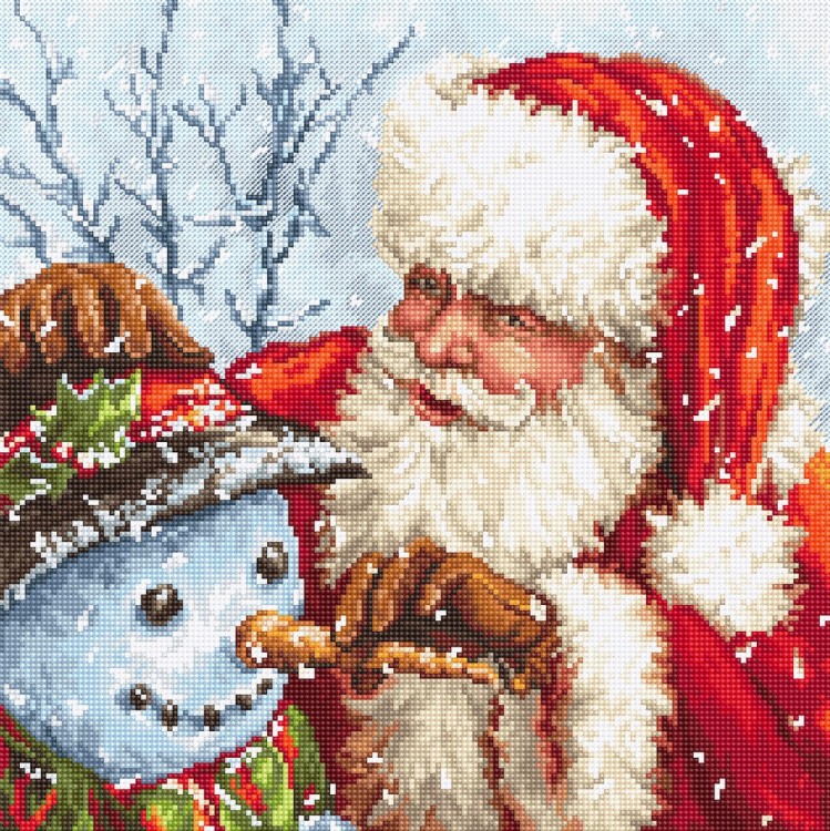Набор для вышивания LetiStitch 919 Santa Claus and Snowman (Санта и снеговик)