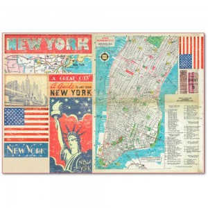 Stamperia DFS289 Бумага рисовая "Карта Нью-Йорка"