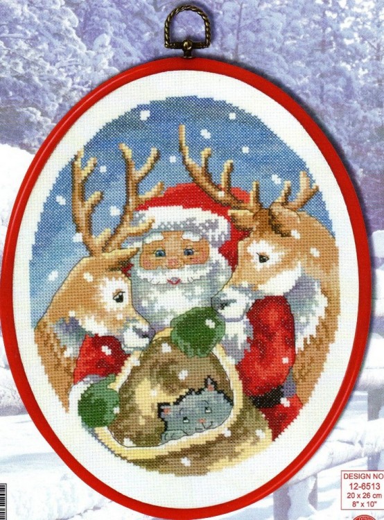 Набор для вышивания Permin 12-6513 Санта и олени